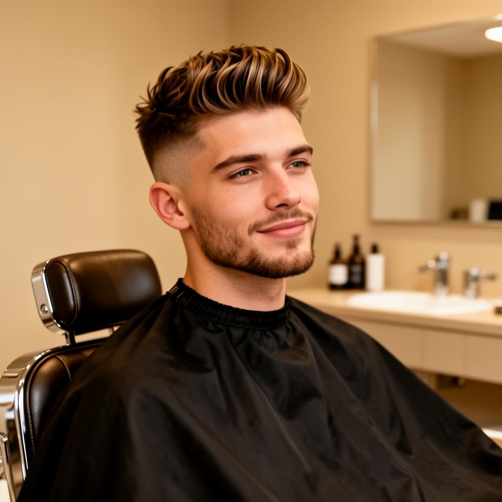 Trendy young gentleman with a textured quiff and groomed stubble after a Newbyaan grooming package